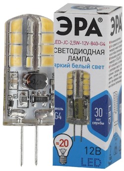 Лампа светодиодная ЭРА LED  JC-2,5w-12v-840-G4 4000К - фото 17433