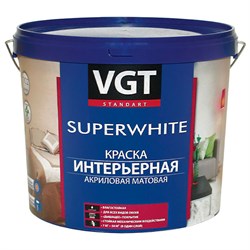 Краска VGT Супербелая интерьерная влагостойкая ВД-АК-2180, 3кг (4шт) - фото 24447