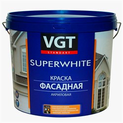 Краска VGT Супербелая фасадная, база А (автоколерование) ВД-АК-1180, 2,5кг (4шт) - фото 24524