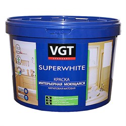 Краска VGT Супербелая интерьерная моющаяся, база А (автоколерование) ВД-АК-1180, 2,5кг (4шт) - фото 24530