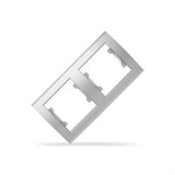 Рамка двухместная вертикальная  UNIVersal  серия  Бриллиант  серебро (еврослот), - фото 28229