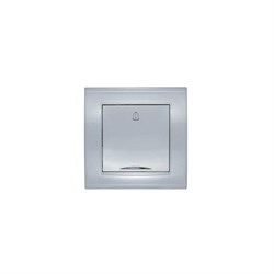 Кнопка звонка с символом и подсветкой  UNIVersal Бриллиант с/у,10А,220В,серебро(евросл, - фото 33672