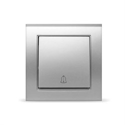 Кнопка звонка с символом  UNIVersal  серия  Бриллиант , с/у, 10А, 220В, серебро(еврослот), - фото 33673