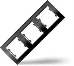 Рамка трехместная горизонтальная  UNIVersal  серия  Бриллиант  черная (еврослот) - фото 33676