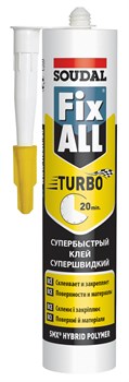 Клей-герметик SOUDAL Fix ALL TURBO супербыстрый белый 290 мл (12шт/уп) - фото 35338