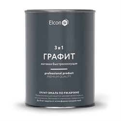 Грунт-эмаль Elcon по ржавчине 3 в 1 матовая графит 0,8 кг (12шт) - фото 37902