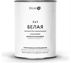 Грунт-эмаль Elcon по ржавчине 3 в 1 матовая белая 0,8 кг (12шт) - фото 37932
