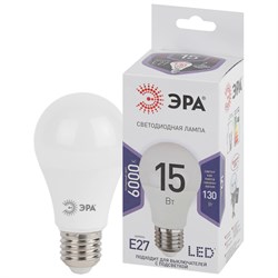 Лампа светодиодная  ЭРА LED smd A60-15w-860-E27 6500К - фото 38559