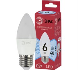 Лампа светодиодная  ЭРА LED smd B35- 6w-840-E27 ECO 4000К - фото 38583