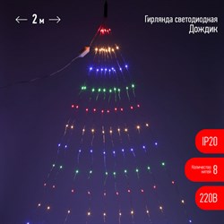 Гирлянды ENIN -2NM ЭРА LED  Дождик 10 нитей 2 метра мультиколор 220V