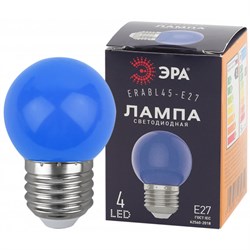 Лампочка светодиодная ЭРА STD ERABL45-E27 E27 / E27 1Вт шар синий для белт-лайт - фото 39574