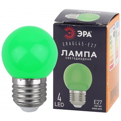 Лампочка светодиодная ЭРА STD ERABL45-E27 E27 / E27 1Вт шар зеленый для белт-лайт - фото 39576