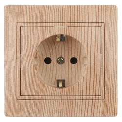 1-202-11  Intro Розетка 2P+E Schuko, 16А-250В, IP20, СУ, Plano, сосна - фото 44548