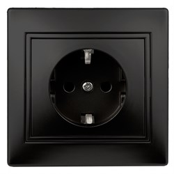 1-206-05  Intro Розетка 2P+E Schuko со шторками, 16А-250В, IP20, СУ, Plano, антрацит - фото 45181
