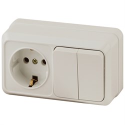 2-702-02 Intro Блок розетка+выкл. двойной гориз., 10(16)А-250В, IP20, ОУ, Quadro, сл.кость Под заказ - фото 47444