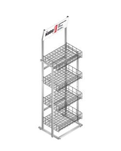 Стойка рекламная монтажная пена Kudo,200х95х48,3 полки,металл,серебро - фото 48197