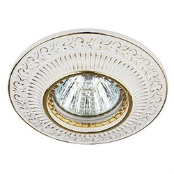 Светильник KL50 WH/GD ЭРА круглый  вензель   MR16,12V/220V, 50W белый/золото - фото 51755