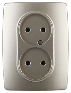 12-2107-04 ЭРА Розетка 2X2P,16A-250В, IP20, Эра12, шампань Б0031241