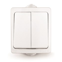 Выключатель двухклавишный "UNIVersal" серия"Аллегро"IP-54,о/у,10А,220В,белый(еврослот) 5563491