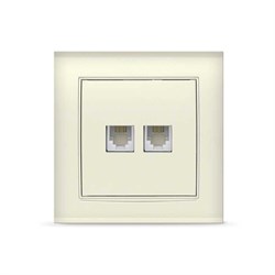 Розетка телефонная двухместная "UNIVersal" серия "Бриллиант", с/у, 1А, RJ12, "слоновая кость" (ivory 7948776