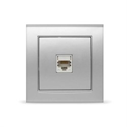 Розетка компьютерная одноместная "UNIVersal"Бриллиант" с/у,1А,RJ45,серебро(еврослот), 7949858
