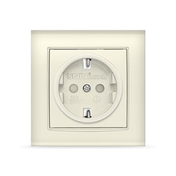Розетка одноместная "UNIVersal" серия "Бриллиант" с/з, с/у, з/ш, 16А, 220В, "слоновая кость" (ivory) 7948851н