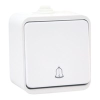 Кнопка звонка с символом "UNIVersal" серия "Клио", IP44, о/у, 10А, 220В, белая (еврослот) К2226