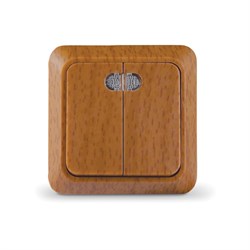 Выключатель двухклавишный с подсветкой "UNIVersal" серия "Олимп", о/у, 10А, 220В, бук (еврослот) 7946734