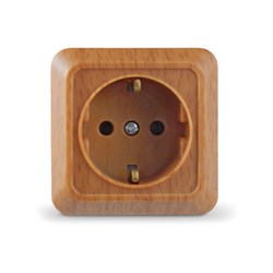 Розетка одноместная "UNIVersal" серия "Олимп" с/з, о/у, 16А, 220В, бук (еврослот) 7946796