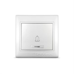 Кнопка звонка с символом и подсветкой "UNIVersal" серия "Севиль", с/у, 10А, 220В, белая (еврослот) С0126