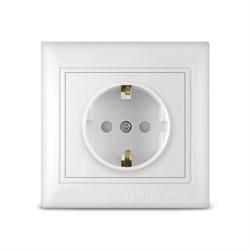 Розетка одноместная "UNIVersal" серия "Севиль" с/з, с/у, з/ш, 16А, 220В, белая (еврослот) С0049