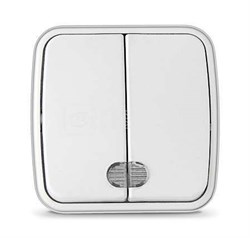 Выключатель двухклавишный с подсветкой "СОЮЗ" серия "Электра", о/у, 10А, 220В, белый (еврослот) 30