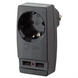 Адаптер SP-1e-USB-B "Polynom" 1гн 220V+2xUSB 2100mA с/з черный Б0026333 - фото 67678