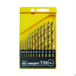Набор сверел по металлу 13шт, 2-8мм, покрытие TIN золото БИБЕР, набор в пластиковом пенале(10шт/уп) 74133
