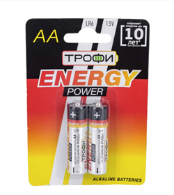 Элемент питания Трофи LR6-2BL ENERGY POWER Alkaline (2шт/уп) C0034926