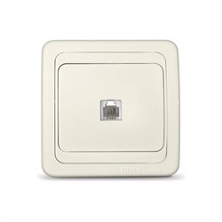 Розетка телефонная одноместная "UNIVersal" серия "Валери",с/у, 1А, RJ12, "слоновая кость" (ivory), ( Б-В0034