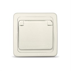 Розетка одноместная с крышкой "UNIVersal" серия "Валери" с/з, с/у, 16А, 220В, "слоновая кость" (ivor Б-В0029