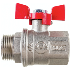 Кран шаровой латунный PREMIUM для ВОДЫ   3/4" ВР/НР, бабочка, НИКЕЛИР-Й VALFEX Под заказ VF.218.NB1.034.PREMIUM