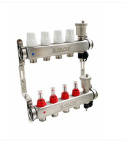 Коллекторная группа НЕРЖ с ручн. регулир. клап. 1"х 6 вых Евроконус 3/4" VALFEX (2) К VF.587.0606