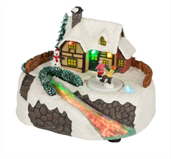 Светодиодная новогодняя фигура ЭРА EFIS-S02 композиция Деревня мультиколор 3*АА 16*13*12 см Б0060481