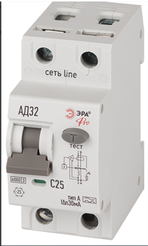АВДТ 6кА ЭРА PRO D326E2C25A30 АД-32 электронное 1P+N C25 30мА тип A Б0059198