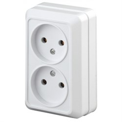 2-203-01 Intro Розетка 2Рх2, 16А-250В, ОУ, Quadro, белый (двухместная) Б0053792