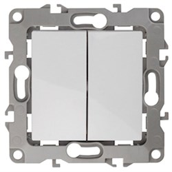 12-1104-01 ЭРА Выключатель двойной,10АХ-250В, Эра12, белый Б0014645