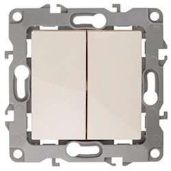 12-1104-02 ЭРА Выключатель двойной,10АХ-250В, Эра12, слоновая кость Б0014646