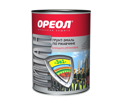 Грунт-эмаль по ржавчине «ОРЕОЛ» алкидно-уретановая «ТИТАН» красно-коричневая 0.5 кг (8шт/уп) 64897