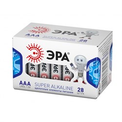 Элемент питания ЭРА LR03-28 Box SUPER Alkaline (ААА, мизинчиковые) (28шт/уп) Б0002909
