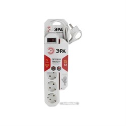 Сетевой фильтр USF-5es-3m-I  ЭРА (сл. кость) с/з 3x0,75мм2 с выкл, 5гн 3м Б0019035 - фото 70415