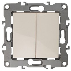 12-1104-03 ЭРА Выключатель двойной,10АХ-250В, Эра12, алюминий Б0014647