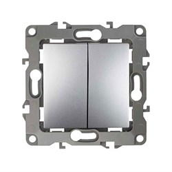 12-1106-04 ЭРА Переключатель двойной,10АХ-250В, Эра12, шампань под заказ Б0014666