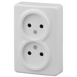 11-2202-01 ЭРА Розетка 2х2P,16АХ-250В, ОУ, Эра Эксперт, белый (двухместная) Б0020682
